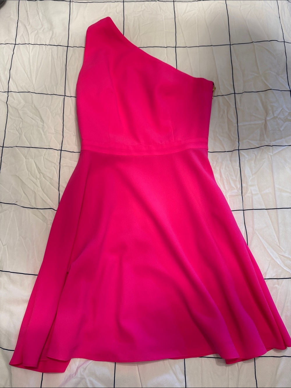 NBD One-Shoulder A-Line Dress in Bright Pink